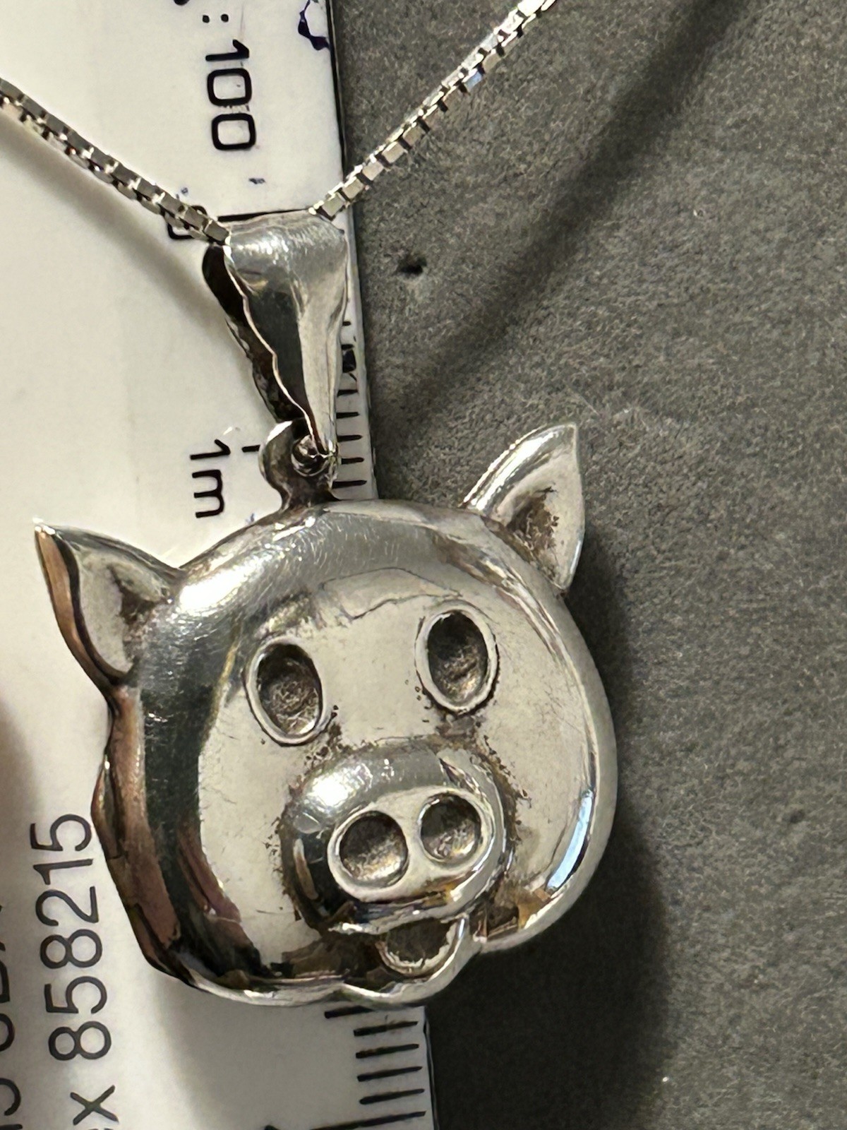 Vintage Sterling Silver Novelty 3D Piggy Photo Locket & Chain (8.85g)