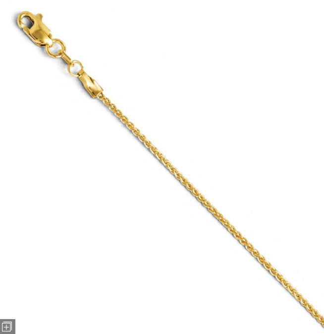 Italian 10K Yellow Gold Thin Wheat Chain Necklace 50 cm or 19.5”