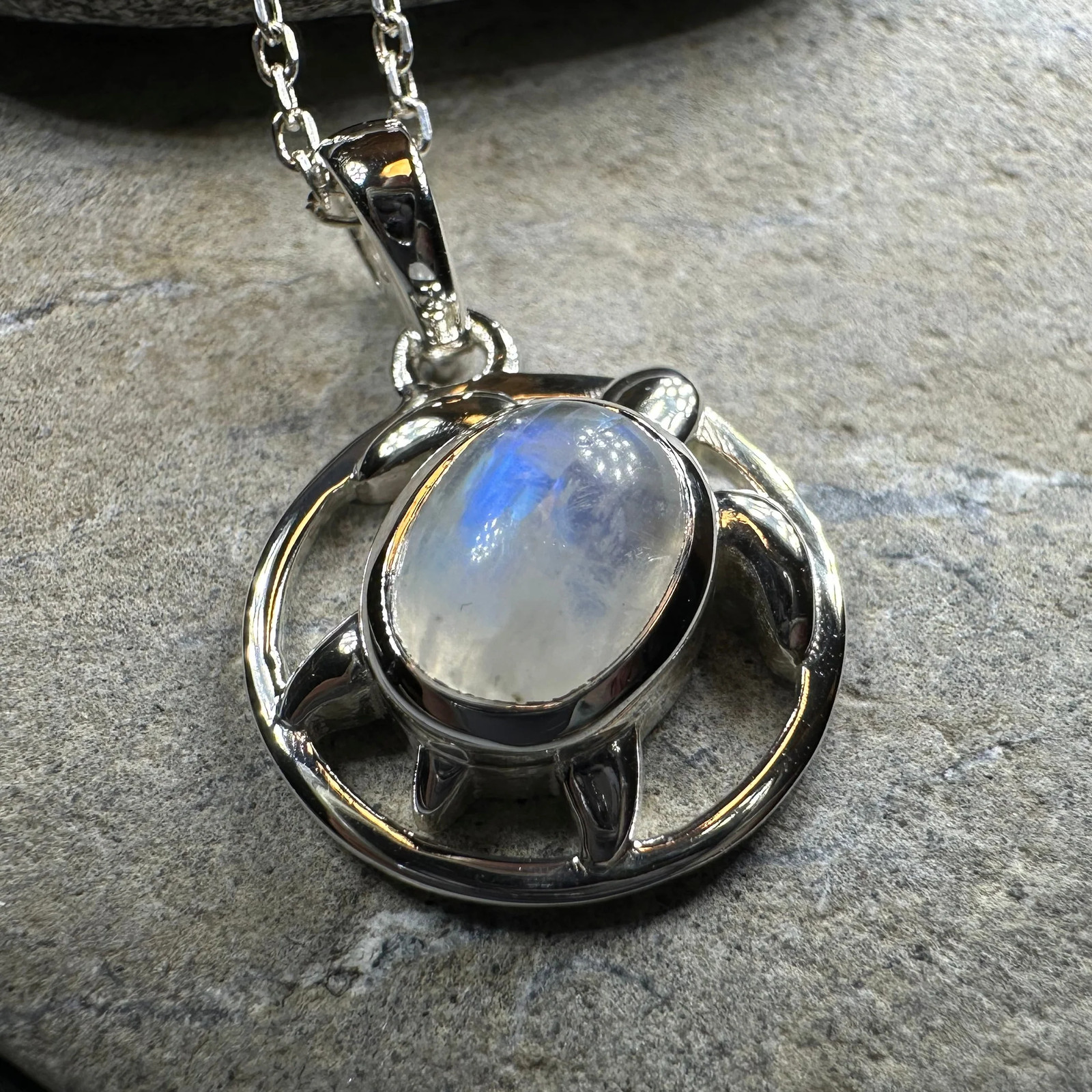 Moonstone Turtle Necklace Animal Pendant Beach Ocean Ladies Girls 925 W/CHAIN