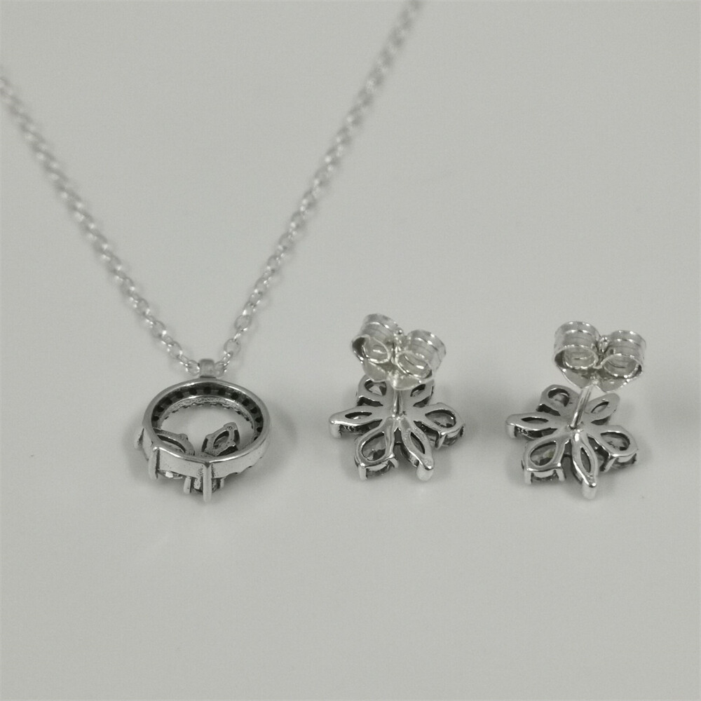 Pandora Sparkling Herbarium Circle and Cluster Necklace and Earrings Set-45CM