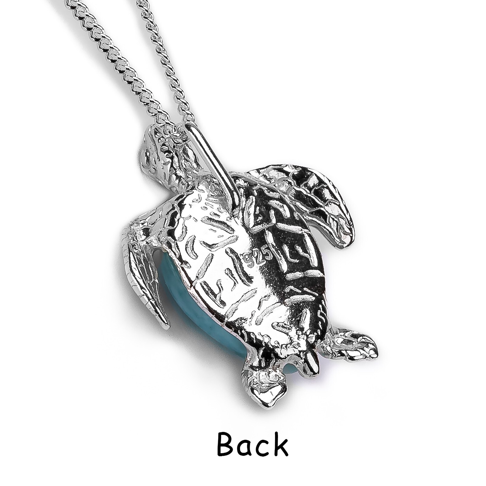 Larimar Sea Turtle Tortoise Necklace 925 Sterling Silver Beach Gifts for Women