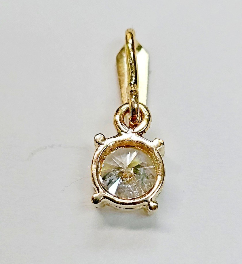 14K Yellow Gold .86ct Diamond Solitaire Pendant Near Colorless Eye Clean 3/4″