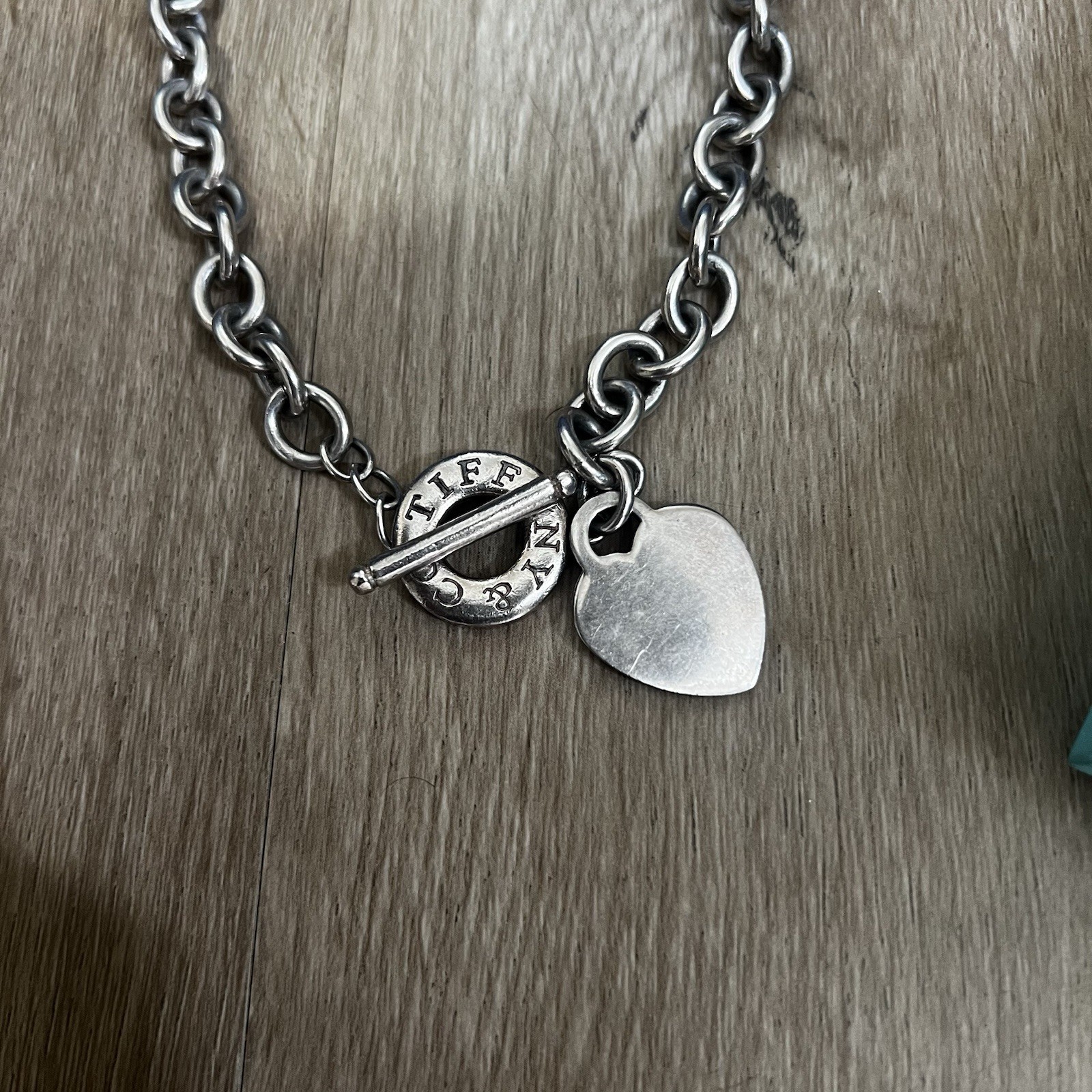 Tiffany & Co. Return to Tiffany Sterling Silver Heart Tag Rolo Toggle Necklace
