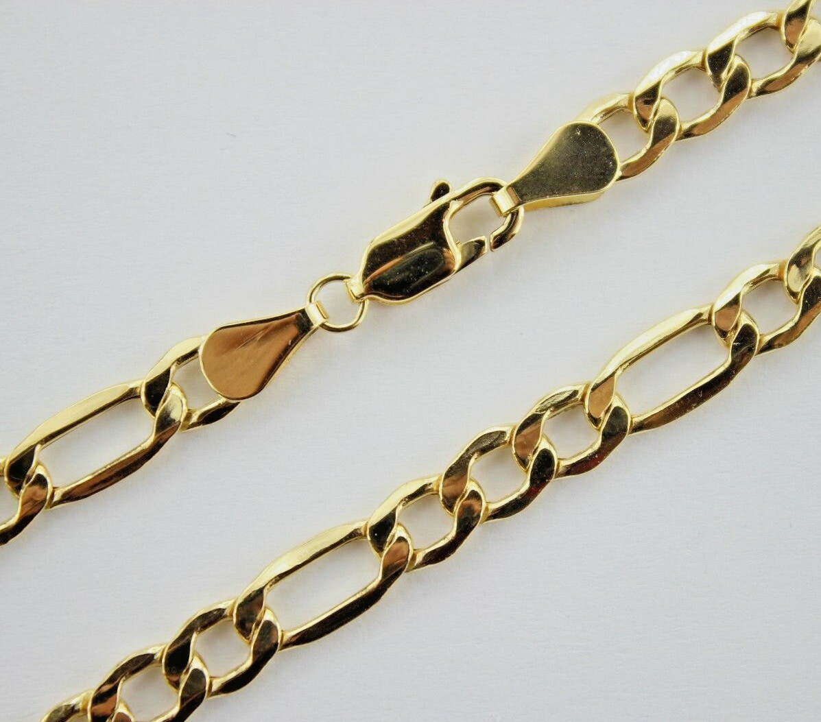 Authentic 14K Yellow Gold Hollow Figaro Chain Necklace 1.9mm-7.5mm 16″~30″