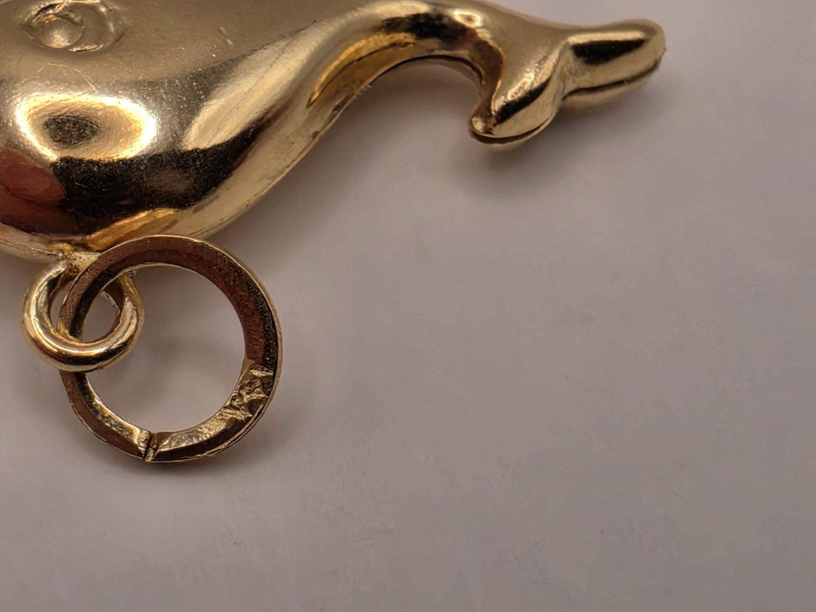 14K Yellow Gold Whale Pendant Hollow Laser Cut Sea Animal Charm Ocean Beach Naut