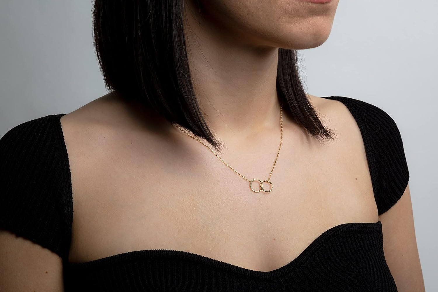 Best Friend Necklaces: Interlocking Circle Open Circle Ster Sterling Silver Chai