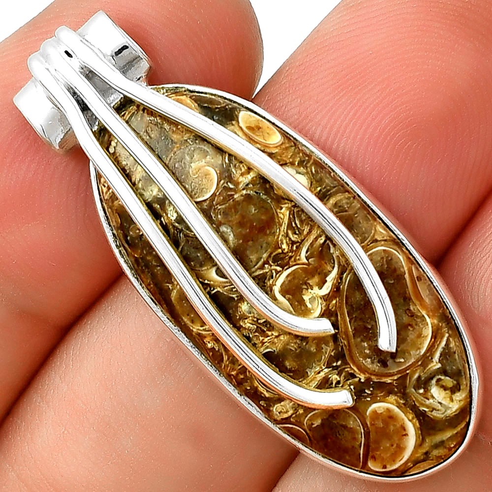 Natural Turtella Jasper – USA 925 Sterling Silver Pendant Jewelry P-1675
