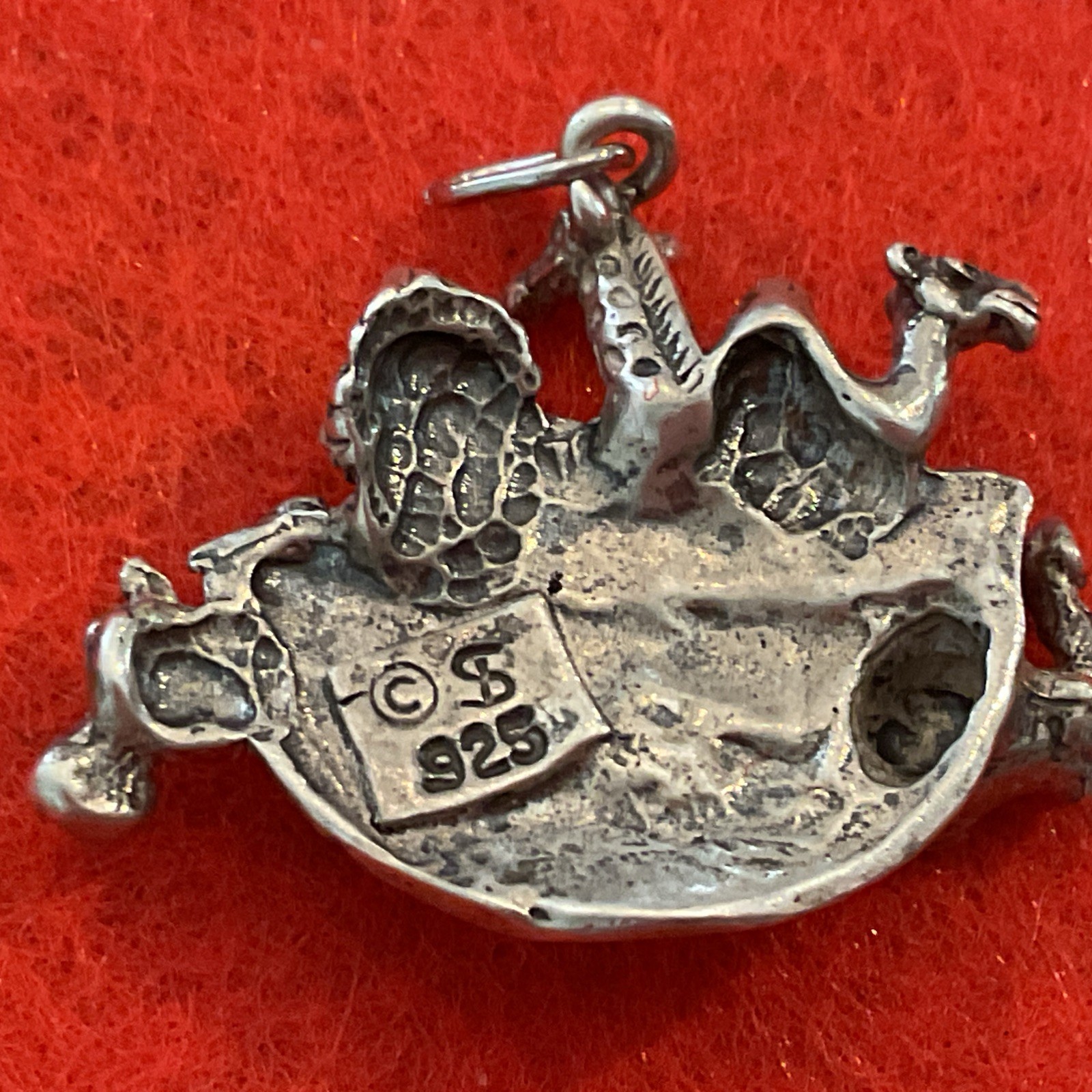 Noah’s Ark 1.2″ Sterling Charm Pendant Giraffe Camel Zebra Hippo Lion 5.5g