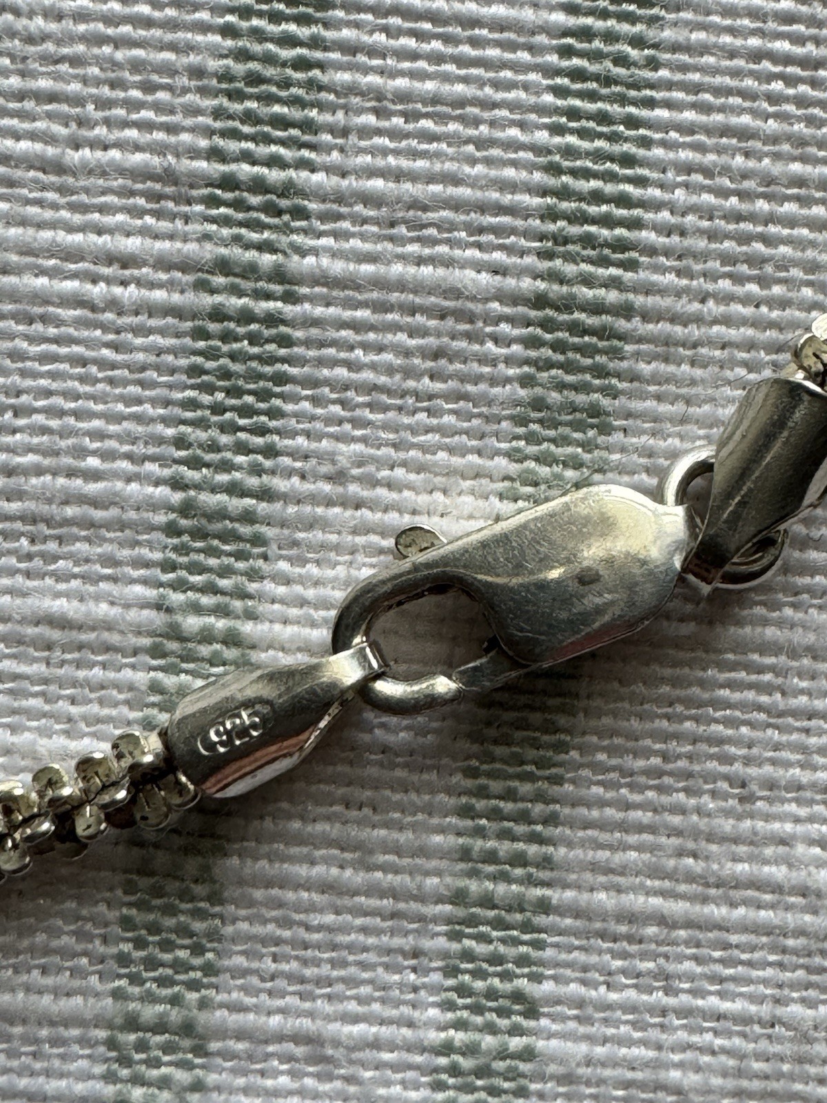 925 Sterling Silver Italy Sparkle margarita link chain necklace 16in”