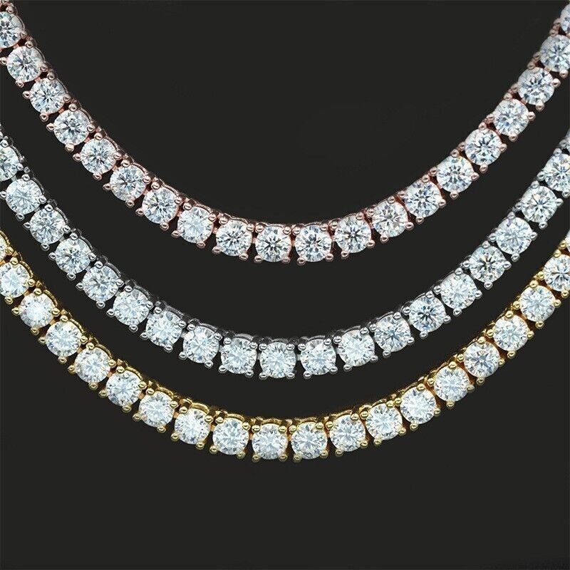 2-6.5mm VVS1 D Moissanite Tennis Chain Necklace 925 Sterling Silver Pass Test