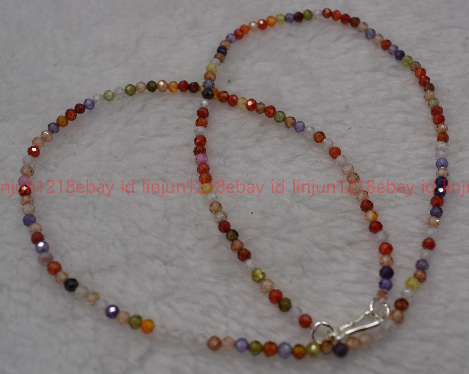 Natural 3mm Faceted Multicolor Zircon Round Gemstone Beaded Necklace 16-28in