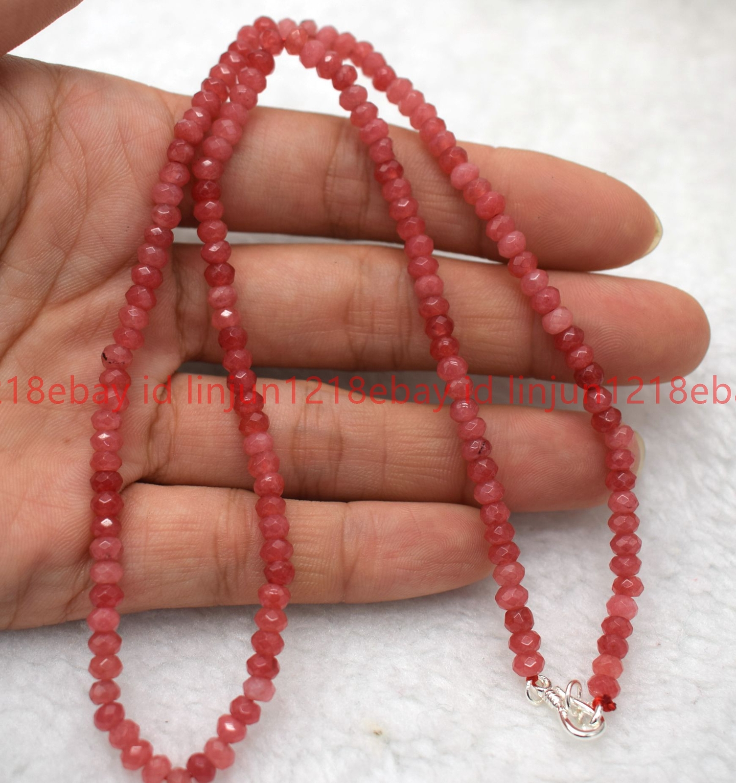 2x4mm Faceted Red Watermelon Tourmaline Rondelle Gemstone Bead Necklace 16-28in