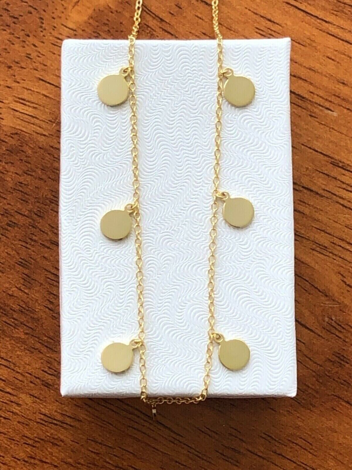 925 Sterling Silver Plain Disc Station Charm CHOKER Necklace Women 5.5mm 15.75″
