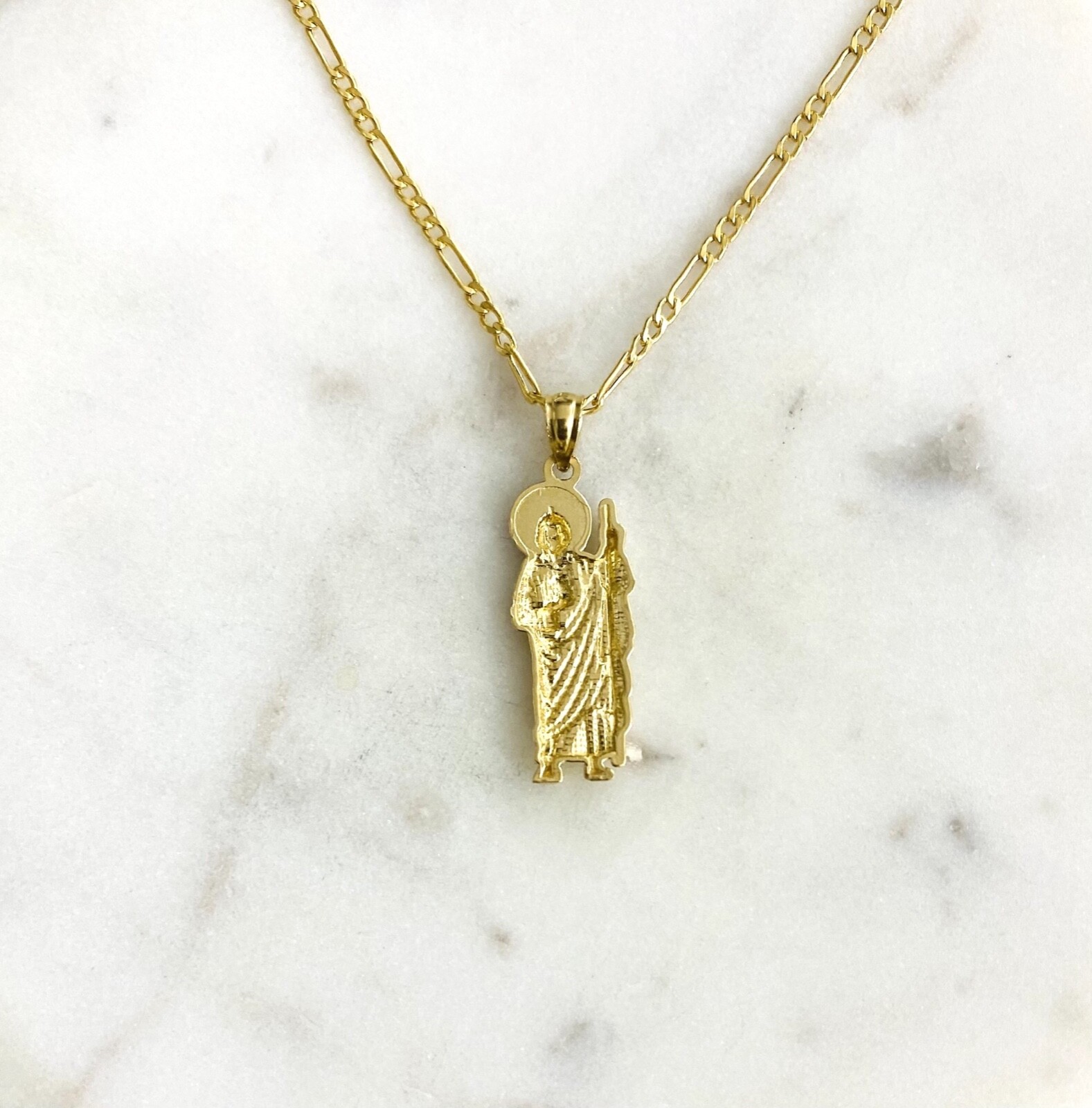 14K Real Gold Saint Jude Necklace 18″ / 14k Oro Cadena de San Judas 18″ – PT0101