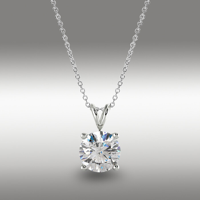 1.25 Ct Round Brilliant Cut GRA MOISSANITE 16+2″ Solid 14k White Gold Necklace