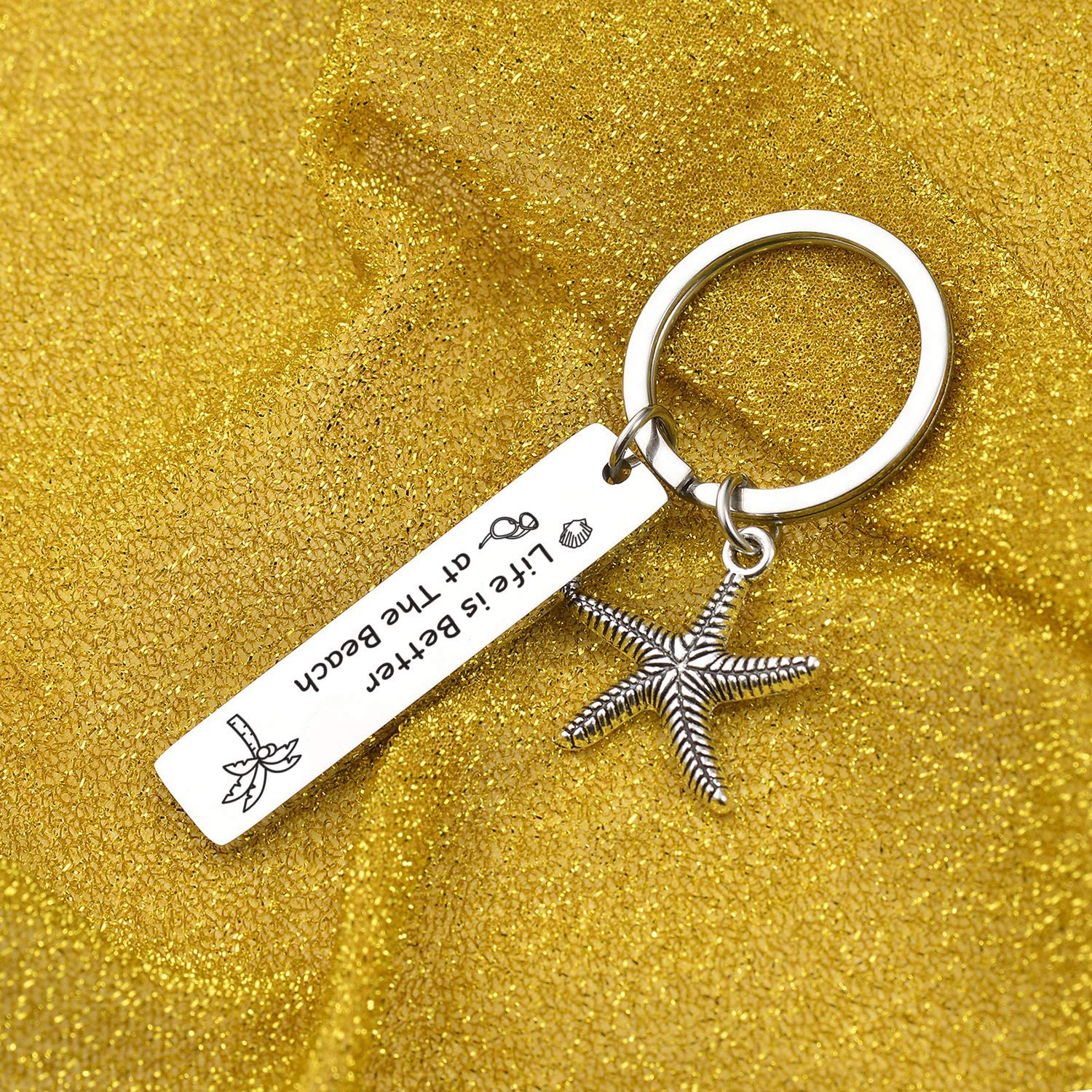 Starfish Beach Keychain for Women – Modern, Customizable, Adults Gift