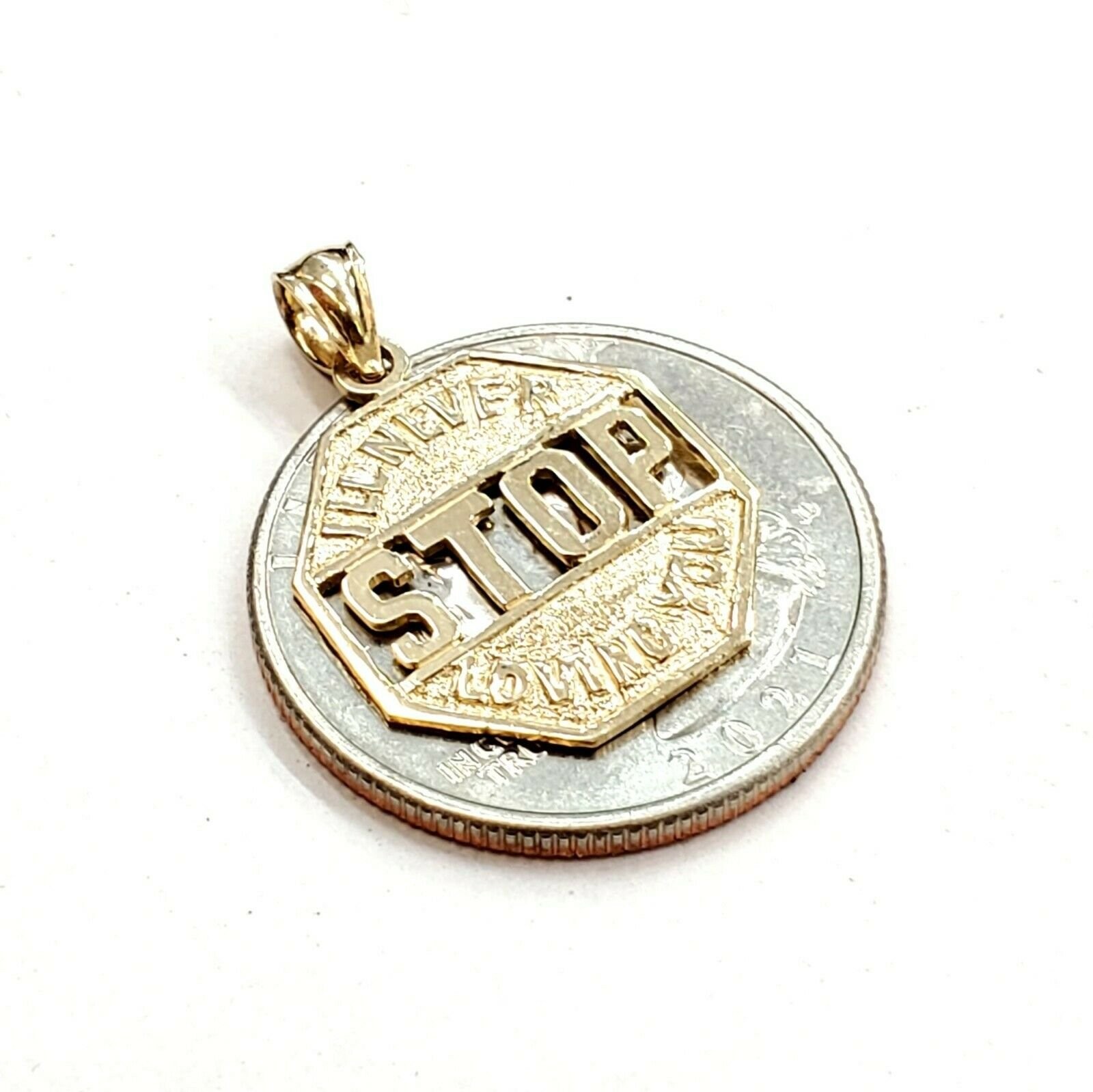 14k yellow Gold I’ll never stop loving you Pendant charm gift fine jewelry 1.6g