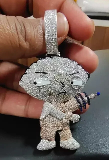 4.00Ct Round Cut Moissanite Cartoon Character Pendant 14K Two Tone Gold Plated