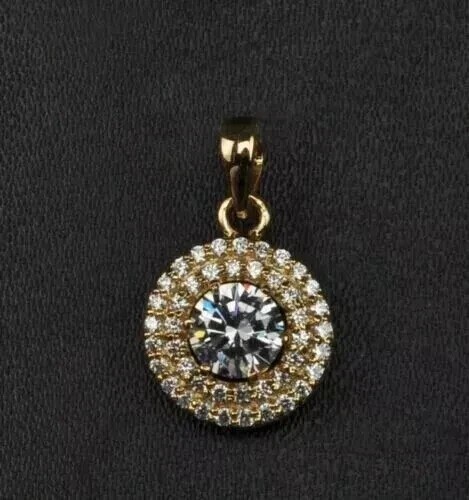 Women’s Pendant 14k Yellow Gold Plated 2 Ct Round Cut Lab Created Diamond