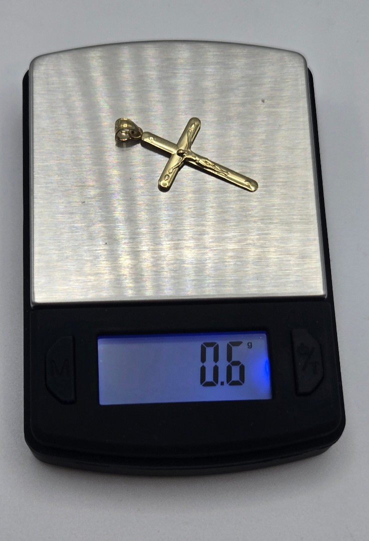 NEW Solid 10K Yellow Gold 1.25in Cross Pendant, 3.5mm Bail, ITALY