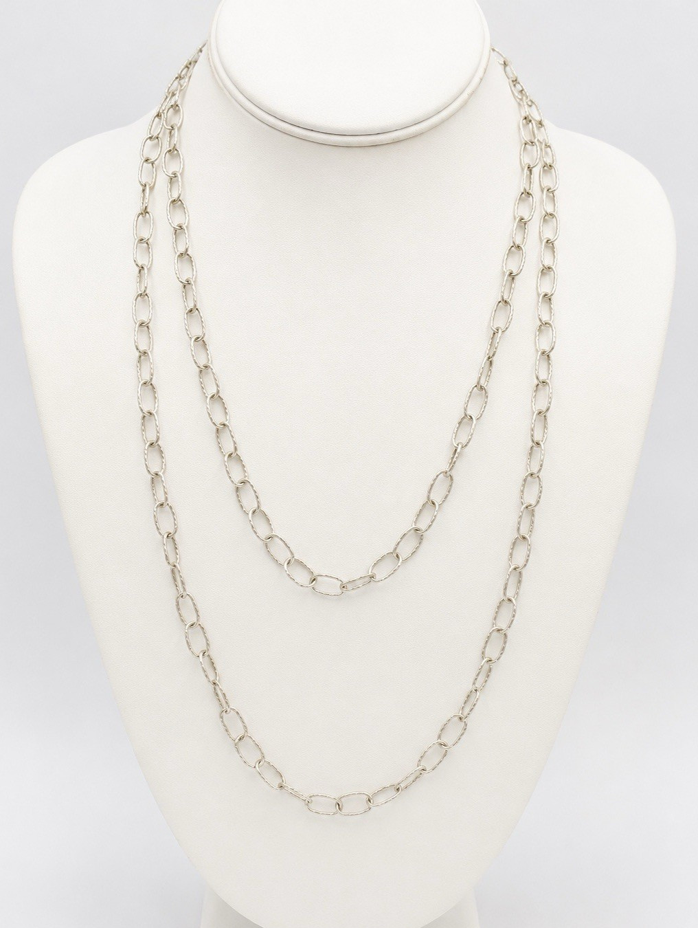 Sterling Silver Dyadema Italy Textured Oval Link Chain Necklace 42″