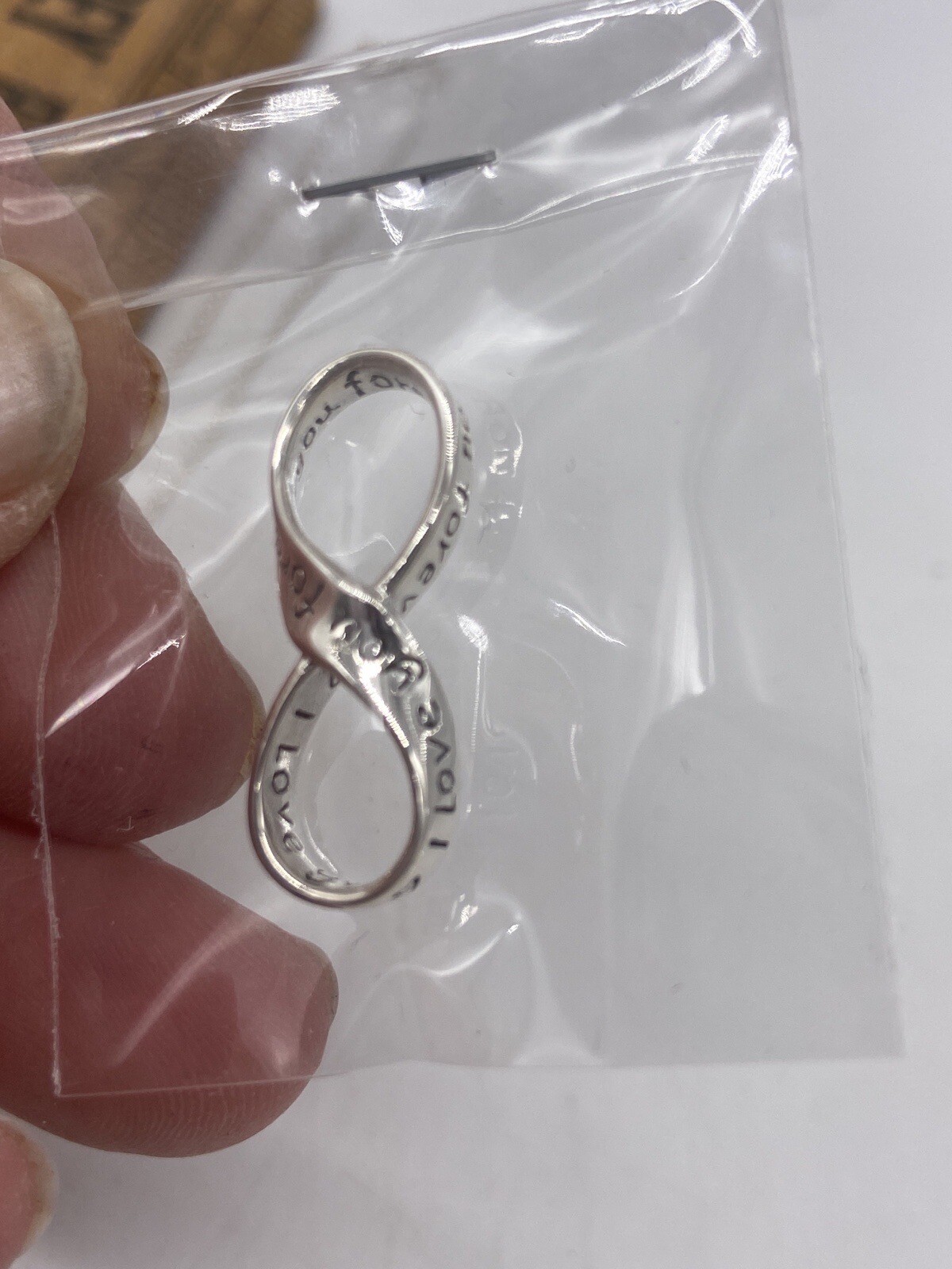 Silver “I Love You Forever” Infinity Pendant Necklace 18″in Chain NEW
