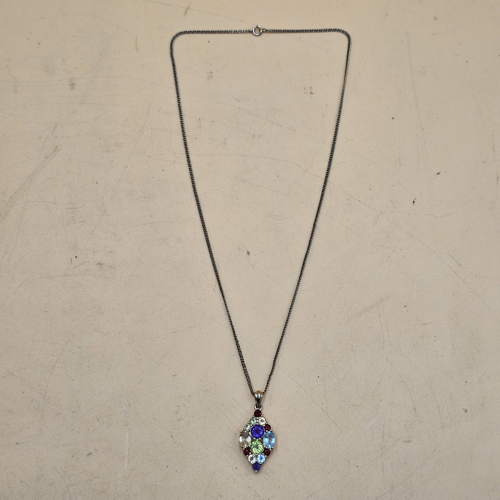 Vintage PAJ 925 Sterling Silver Gemstone Pendant On 1/20 12kt Gold Necklace