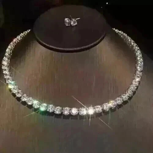 Women’s Tennis Necklace 20Ct Round Cut Lab Created Diamond 14K White Gold Plated