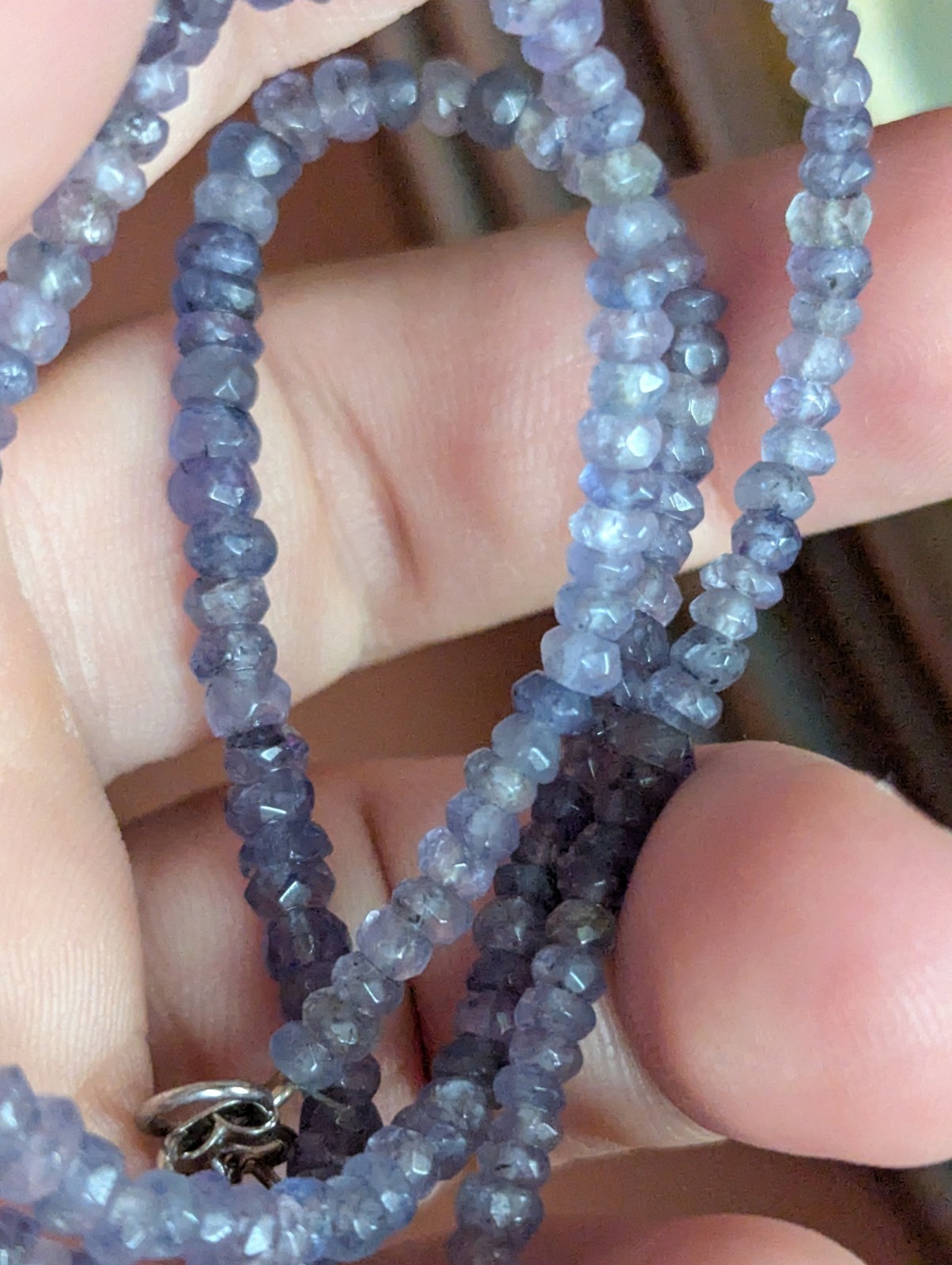 light blue Tanzanite Necklace (broken/impartial metal end) 18.26 in