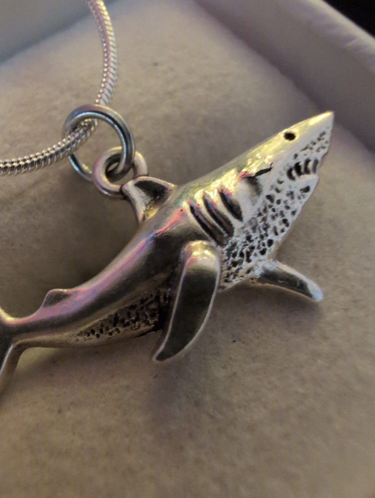 Sterling 925 Great White Shark Necklace Pendant Hand Casted Detail Beach Sailor