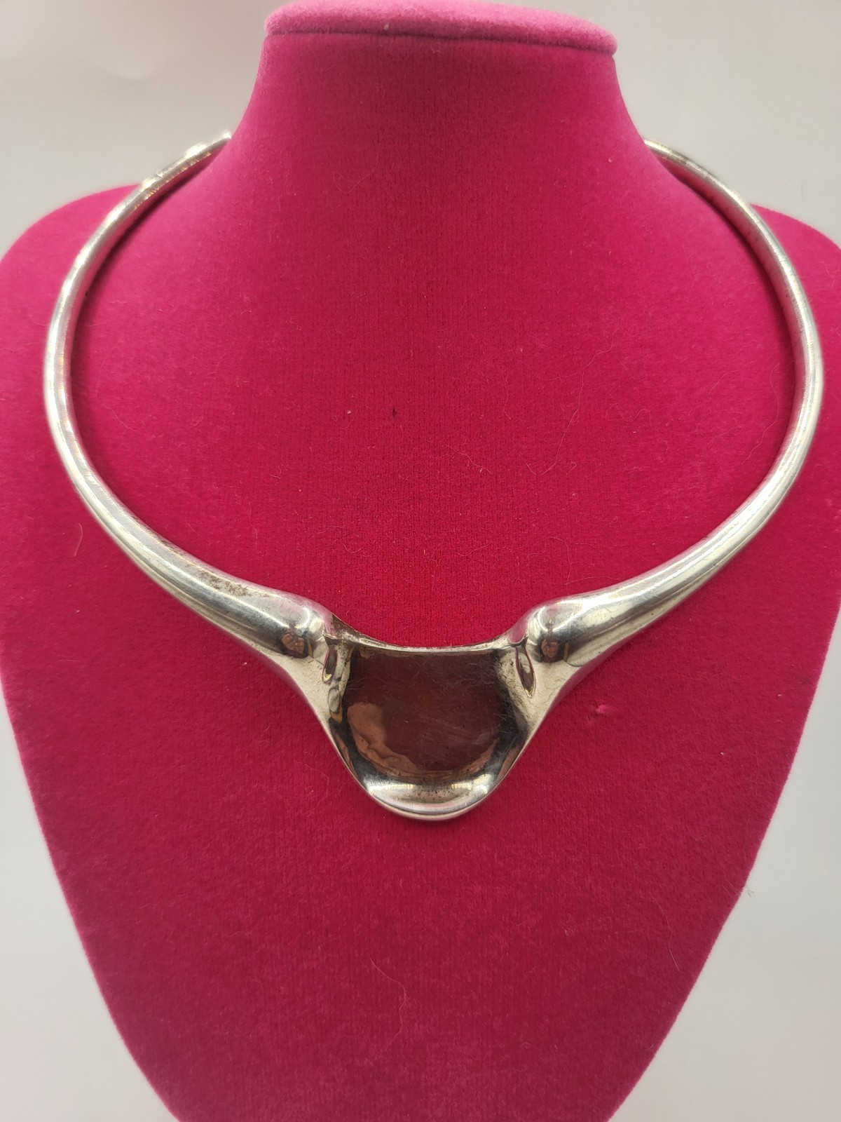 MINAS SPIRIDIS Solid Sterling Modernist Neck Ring Choker Necklace Vtg Signed 44g