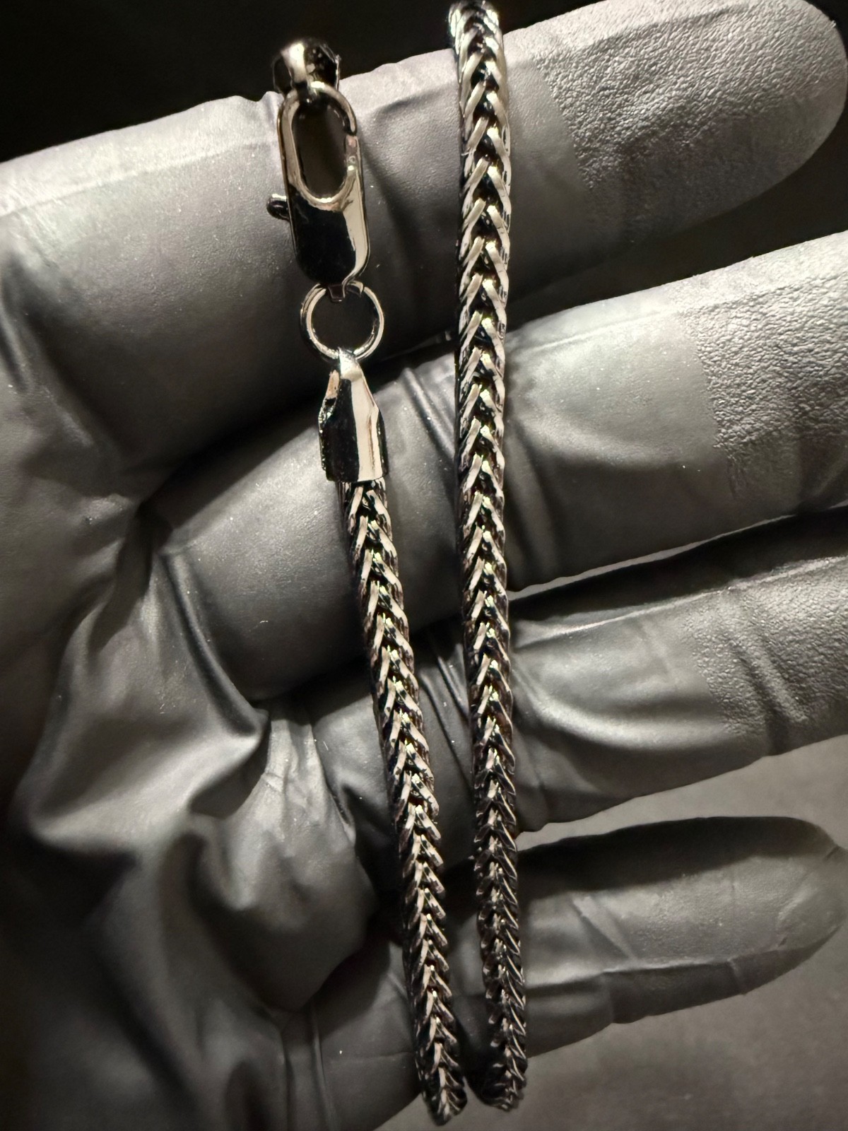 black onyx franco necklace chain 21 inch 3.5mm lobster clasp
