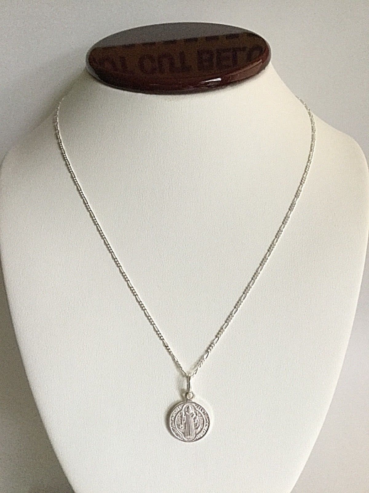 925 Sterling Silver Saint Benedict 18″ Necklace – San Benito Medal 24mmx 15mm