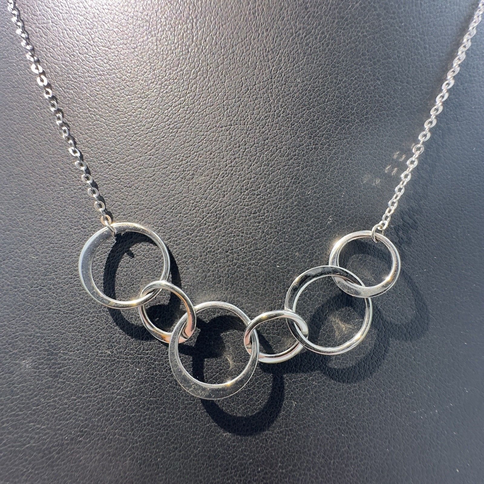 Sterling Silver 925 “Silver Six” Circle Pendant Necklace 16-18” 60th Birthday