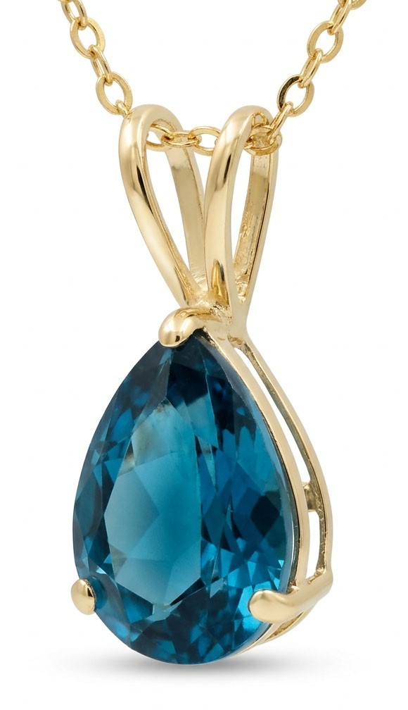GENUINE 3.27 Cts BLUE ZIRCON PENDANT 14K YELLOW GOLD – Free Appraisal -USA MADE