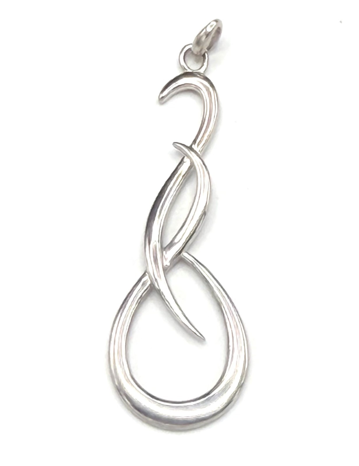 Sterling Silver Abstract Swirl Pendant Modern Design 2″ 2.8g NWT Gift Box