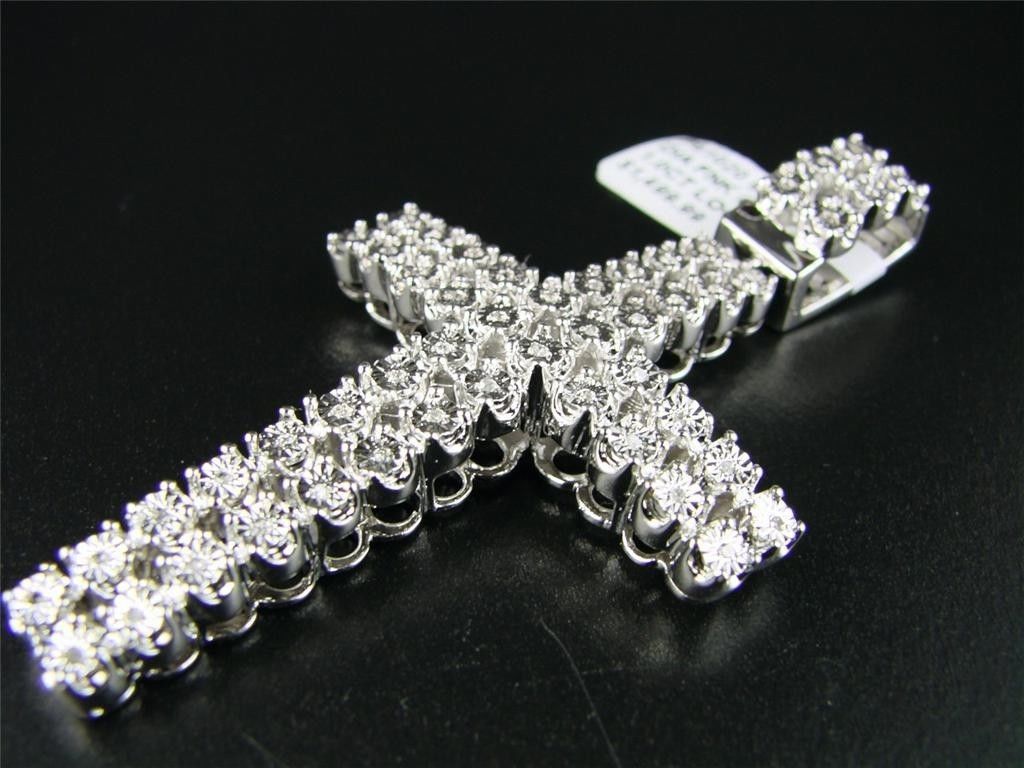 Men’s Rosary Chain and Cross in Natural Diamonds 3.50 CT 34 Inches