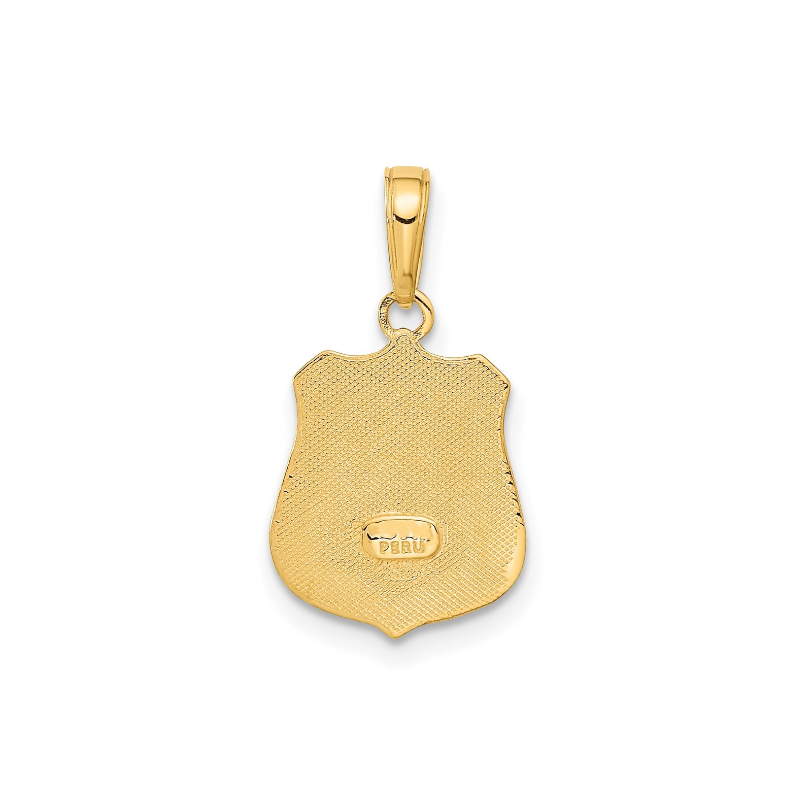 10k Yellow Gold Police Badge Pendant Shield Charm with Boy Girl Crest Symbol