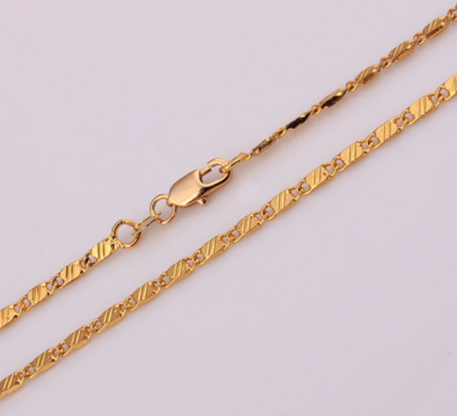 2mm Geometric 18k Gold Ptd Link Snail chain 18KGP necklace curb 16-30″ SNLGEO2G