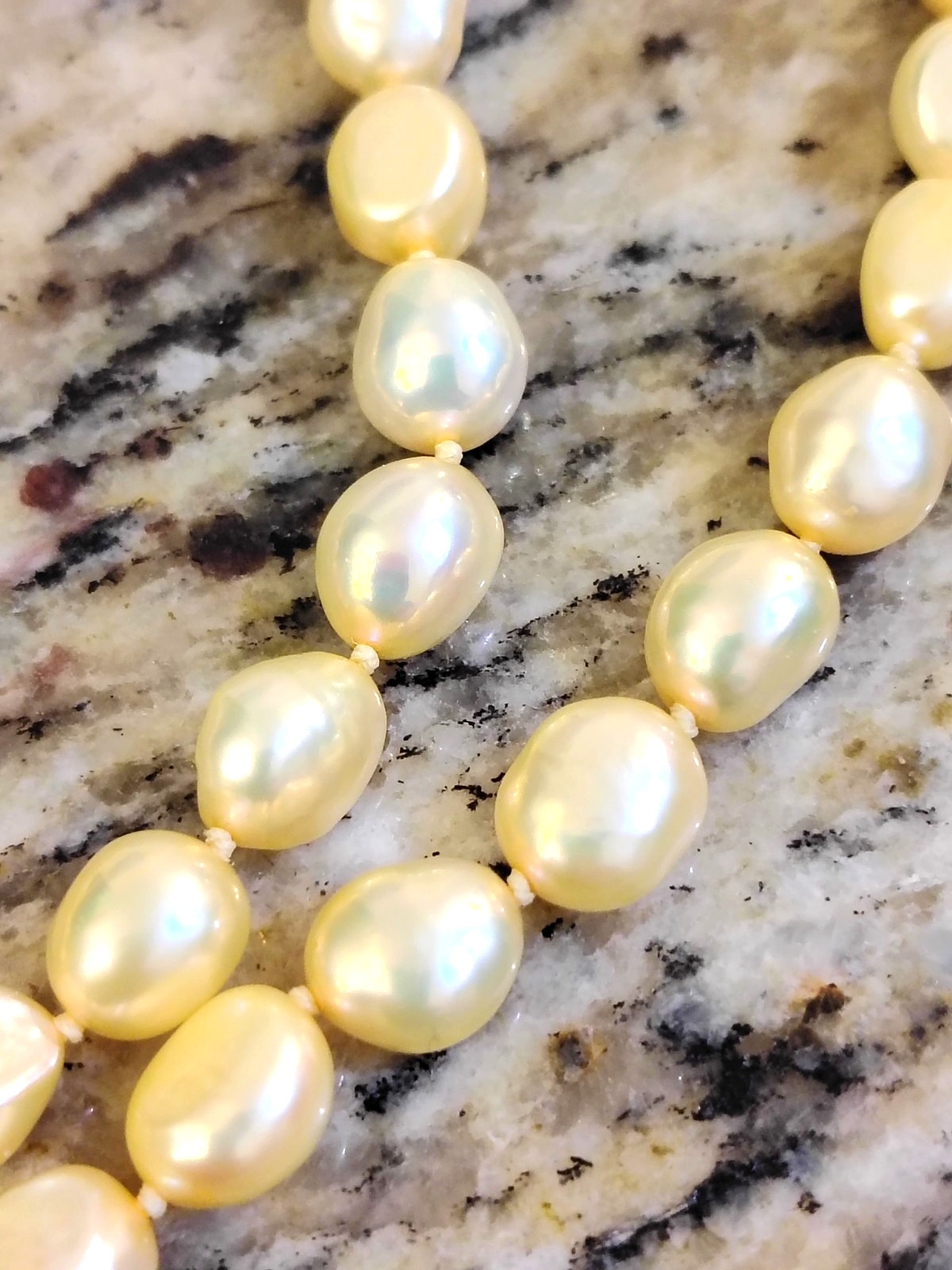 Honora Champagne gold freshwater pearl necklace 925 sterling silver clasp 22″ L.