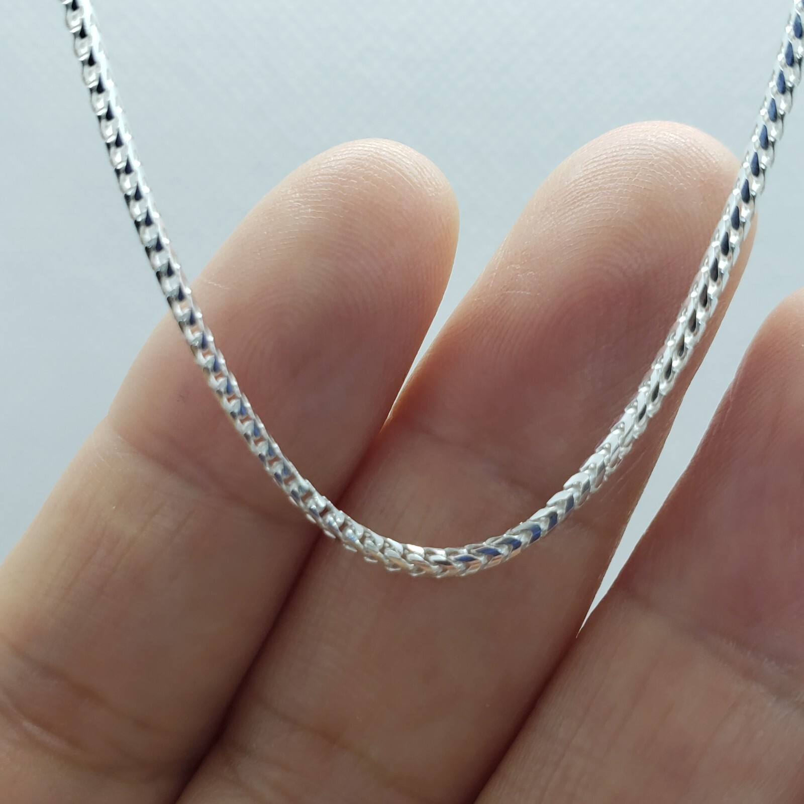 925 Sterling Silver Franco Chain Necklace Square Link Italy 1.5mm-2.5mm 16″-36″