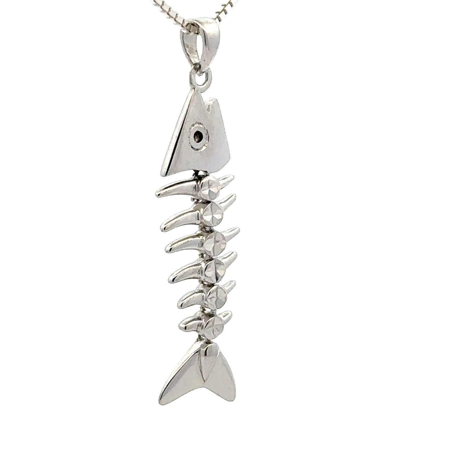 Sterling Silver Bone Fish Pendant-Articulated-(3/8 x 1 1/2 Inch)