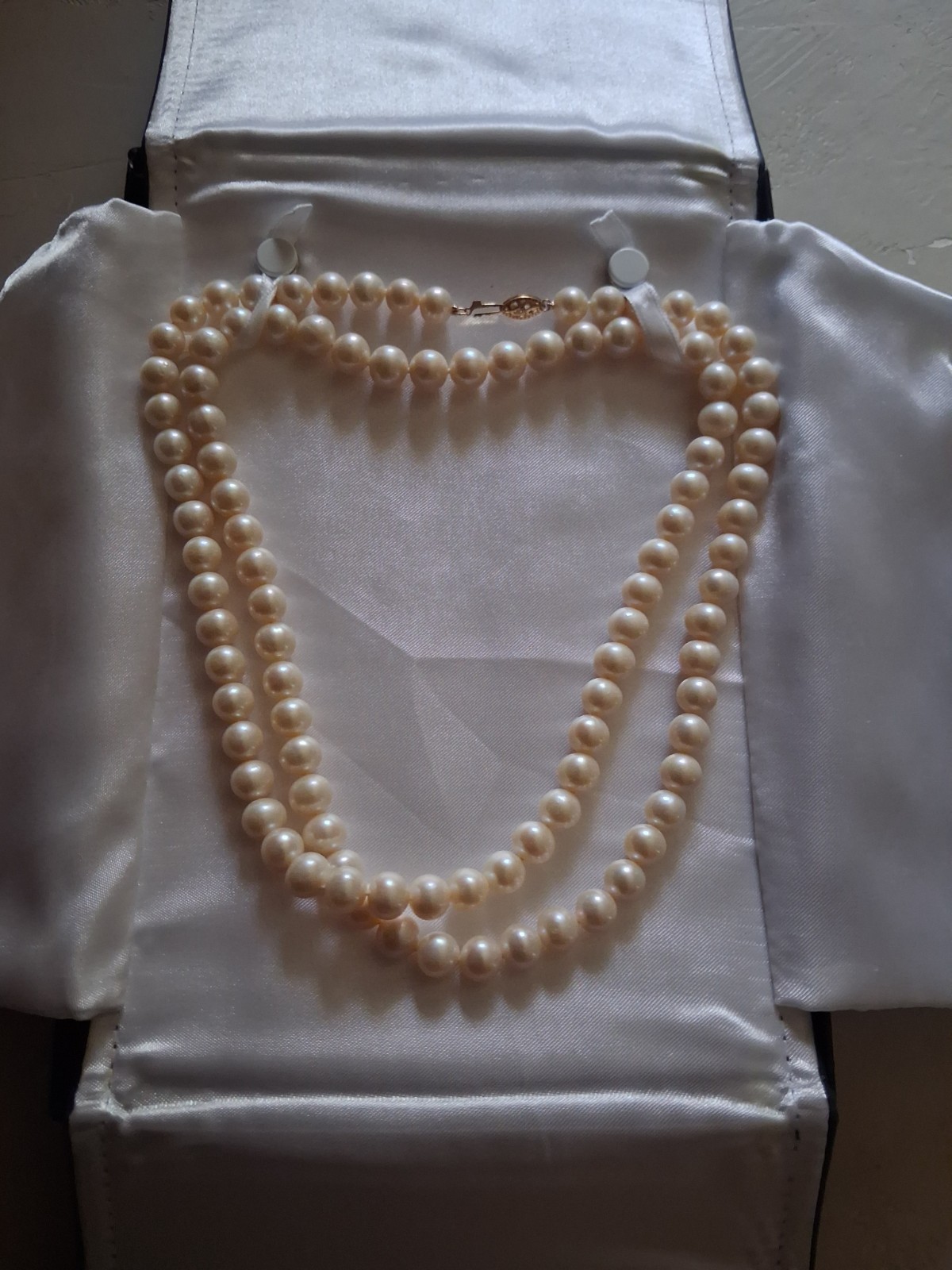 Freshwater Pearl Necklace with 14k clasp with Box Closure (Opera length)