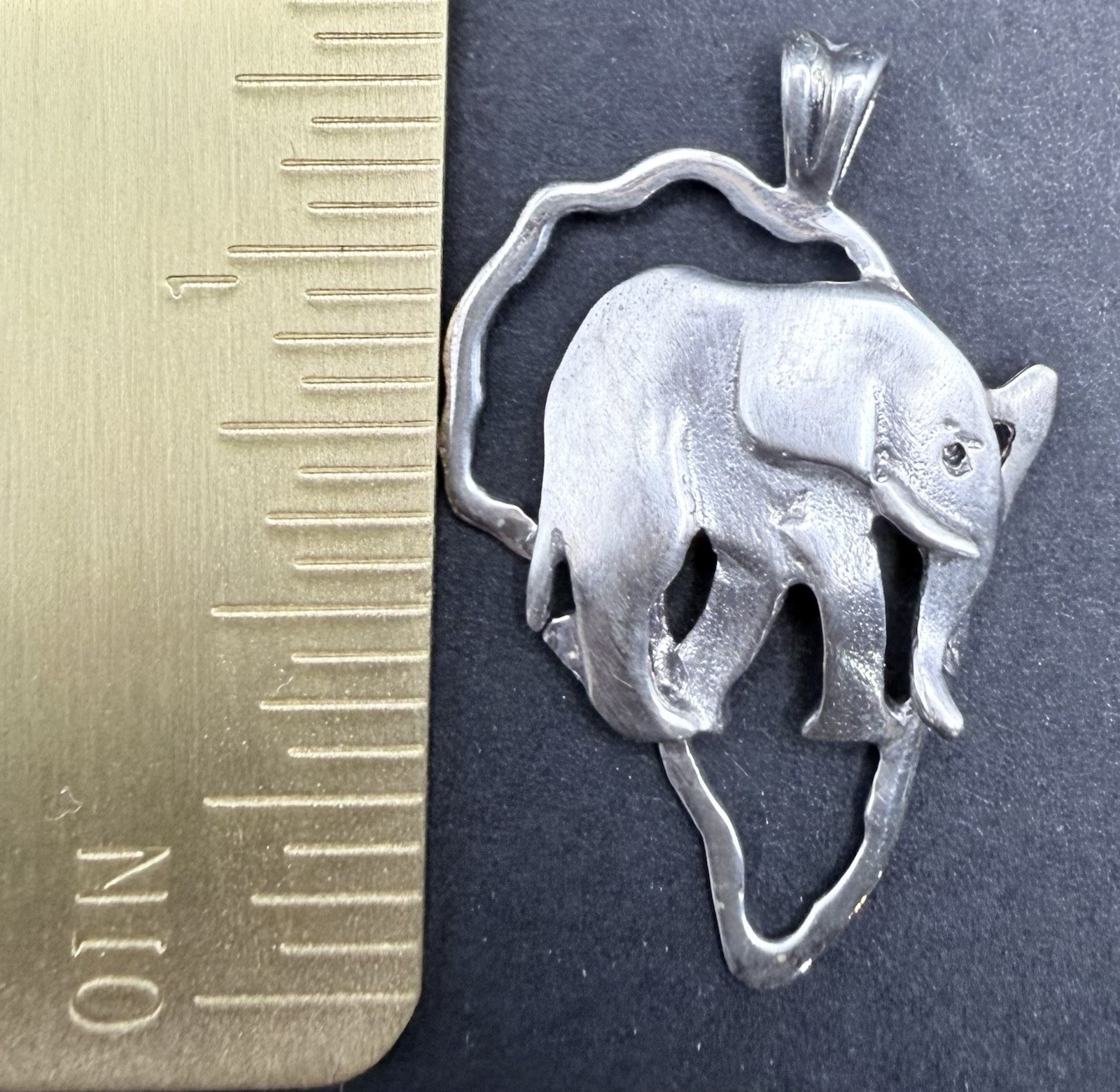 Vtg 925 Sterling Silver Elephant Pendant Openwork Safari Animal 1.5” S3