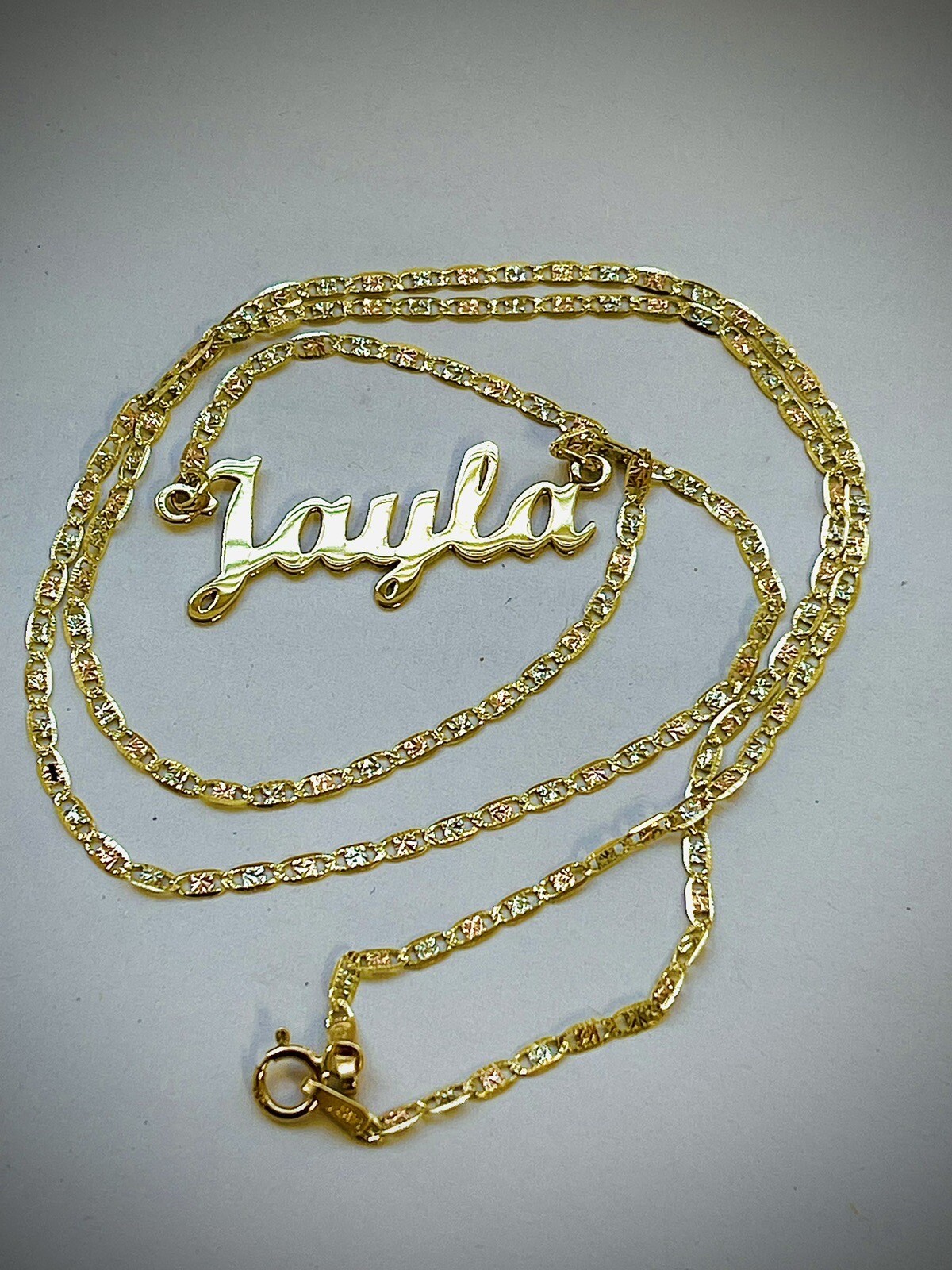 14K Solid Gold personalized Custom Name Necklace with Valentino Necklace