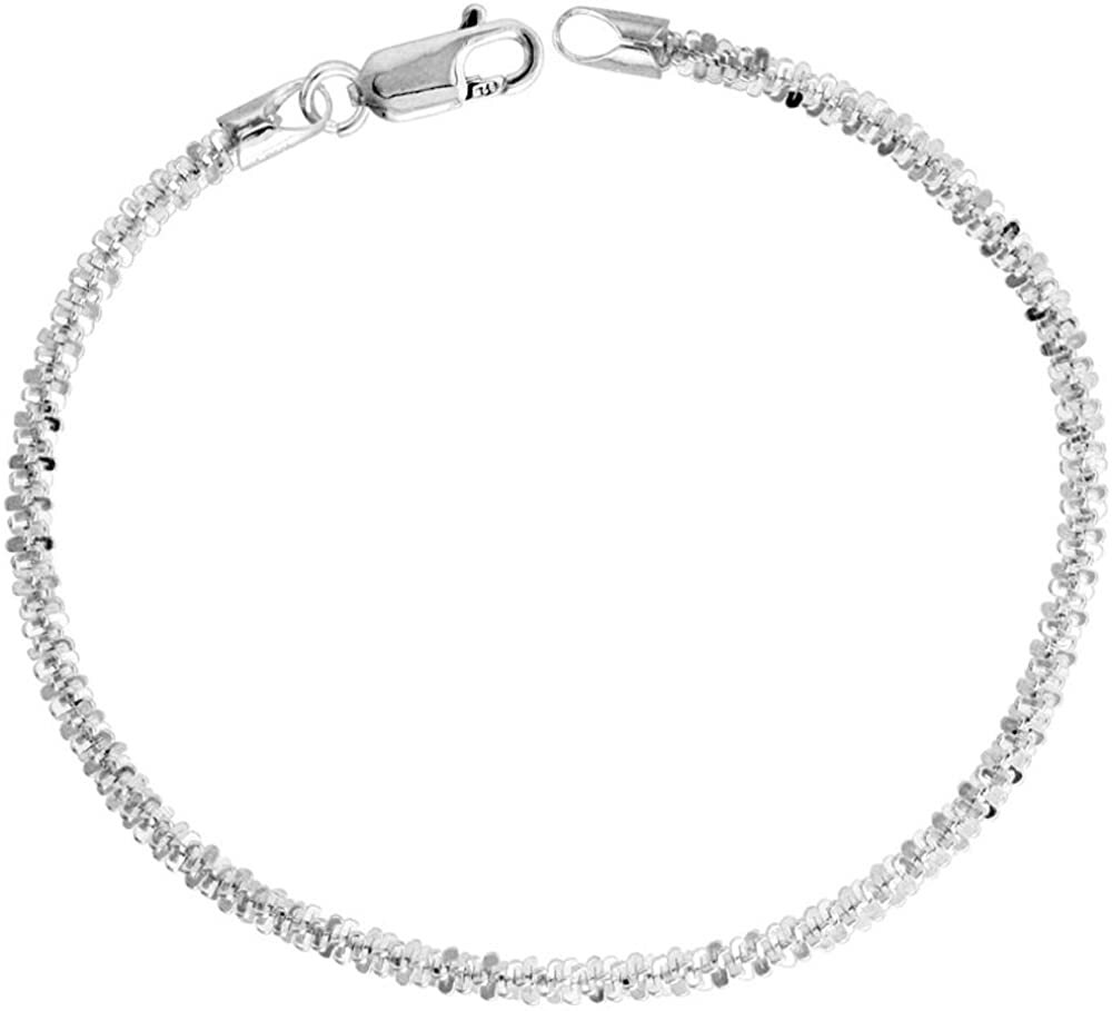 Sterling Silver Sparkle Rock Chain Necklaces & Bracelets 1.8mm Diamond Cut 7-24″