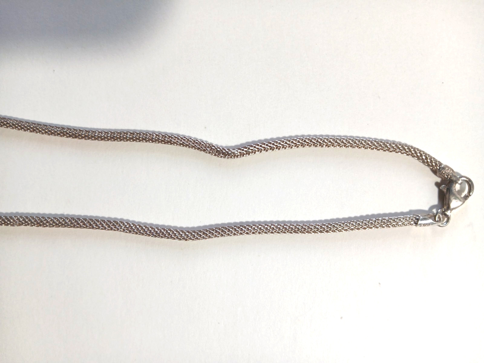 925 Italy Sterling Silver Woven Mesh Necklace Lobster Clasp 2mm 8gr 17″ Vintage