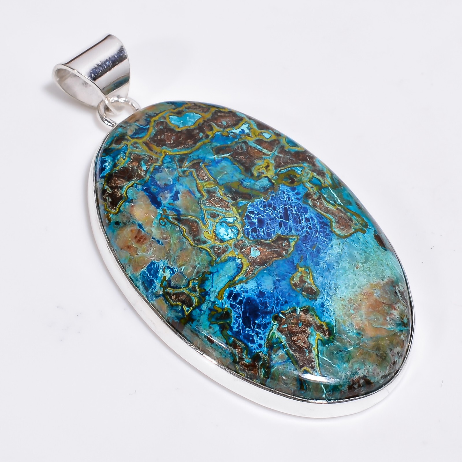 Shattukite Multicolor Gemstone Pendant 925 Sterling Silver Handmade Gift PG286