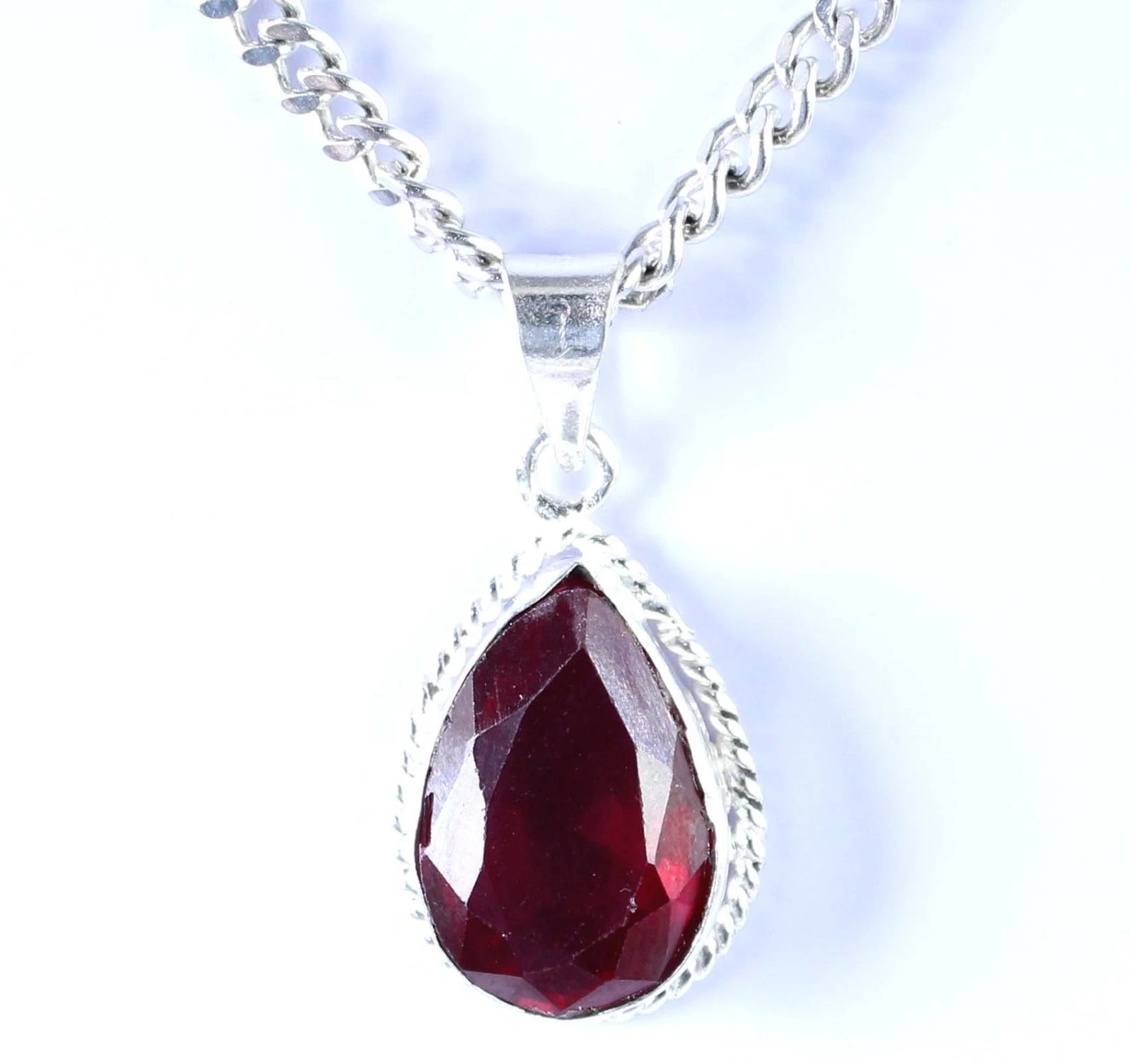 Natural Red Ruby 16.20 Ct Pear Cut Loose Gemstone 925 Silver Certified Pendant