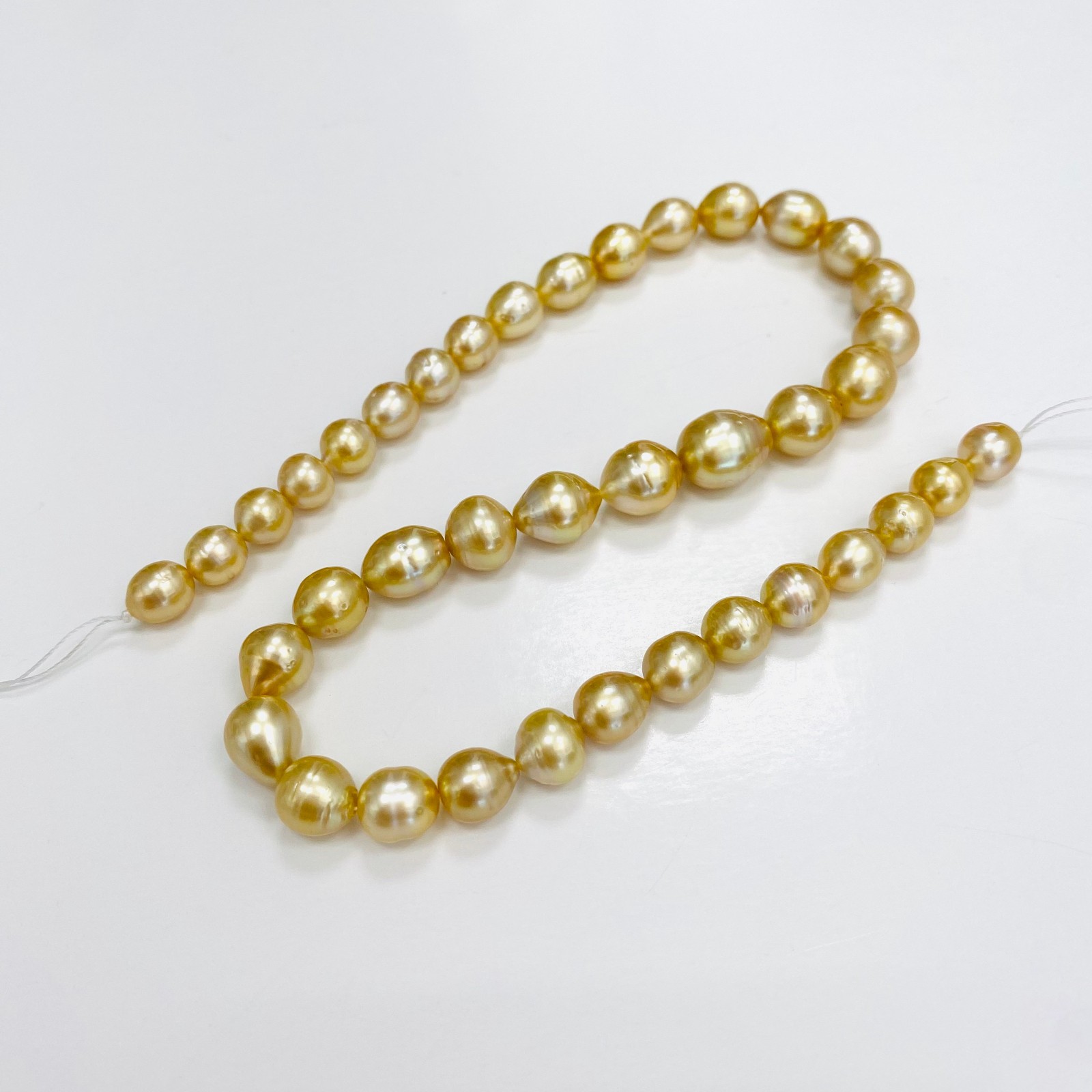 Golden South Sea Pearl Necklace Loose Strand 8mm to 11mm Drops/Ovals/Buttons Mix